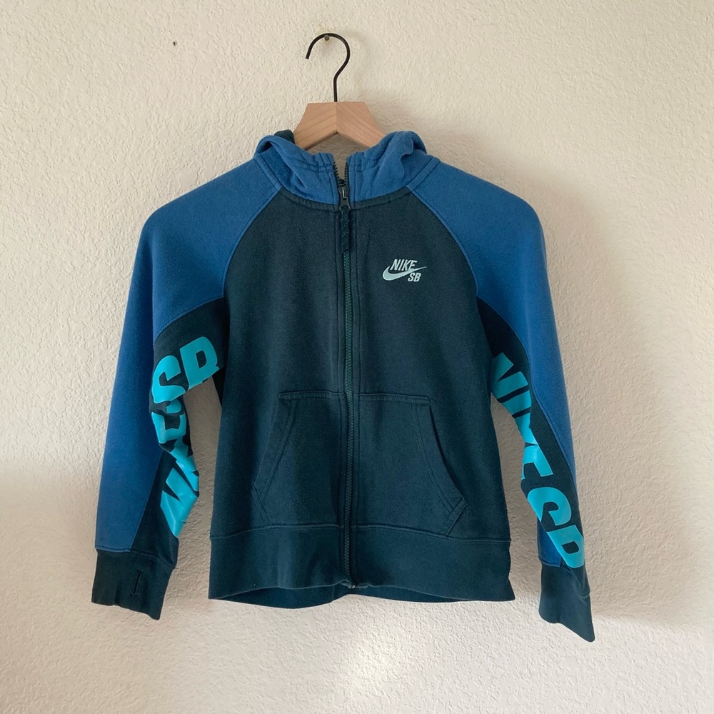 Boys Kids Nike SB Skateboard Colorblock Zip Up Hoodie